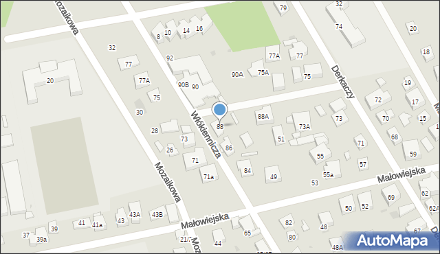 Warszawa, Włókiennicza, 88, mapa Warszawy