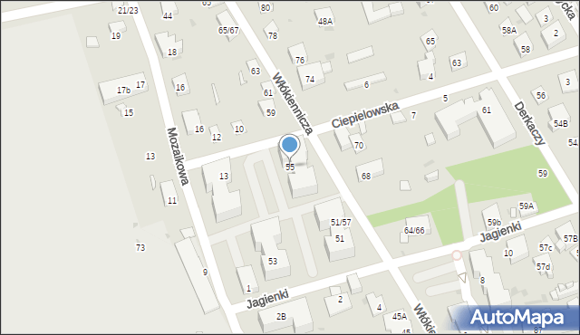 Warszawa, Włókiennicza, 55, mapa Warszawy