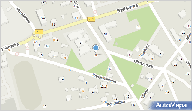 Warszawa, Włókiennicza, 39, mapa Warszawy