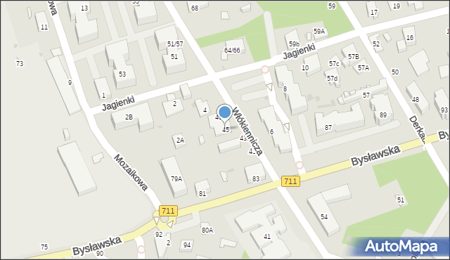 Warszawa, Włókiennicza, 45, mapa Warszawy