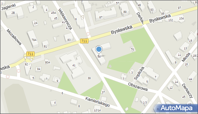 Warszawa, Włókiennicza, 54, mapa Warszawy