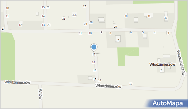 Włodzimierzów, Włodzimierzów, 12, mapa Włodzimierzów