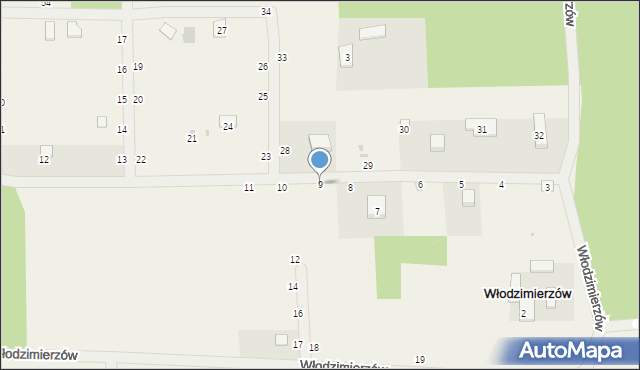 Włodzimierzów, Włodzimierzów, 9, mapa Włodzimierzów