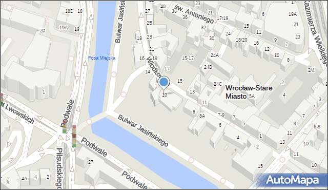 Wrocław, Włodkowica Pawła, 10, mapa Wrocławia
