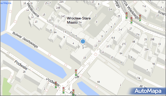 Wrocław, Włodkowica Pawła, 2, mapa Wrocławia
