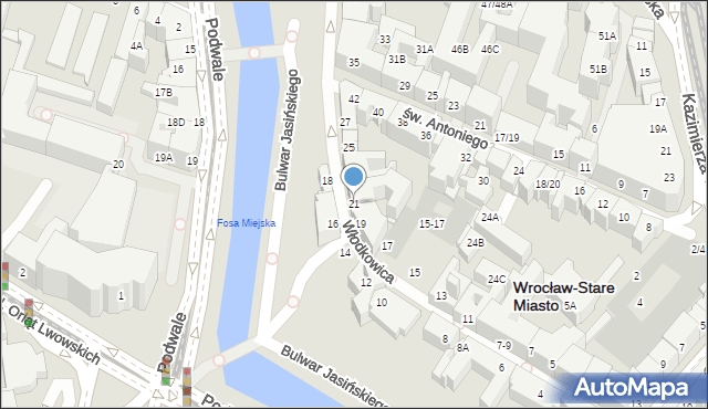 Wrocław, Włodkowica Pawła, 21, mapa Wrocławia