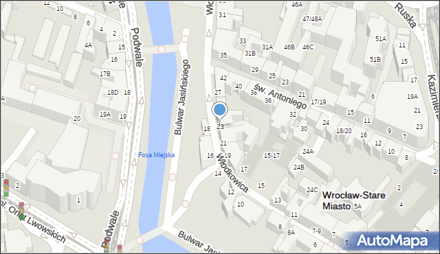 Wrocław, Włodkowica Pawła, 23, mapa Wrocławia