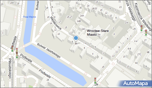Wrocław, Włodkowica Pawła, 8A, mapa Wrocławia