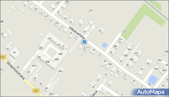 Wrocław, Włościańska, 23, mapa Wrocławia