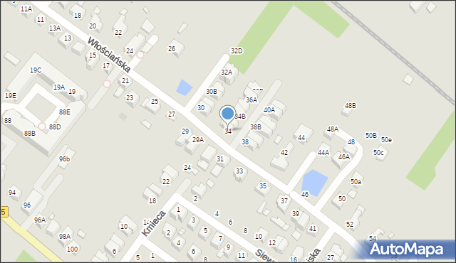 Wrocław, Włościańska, 34, mapa Wrocławia