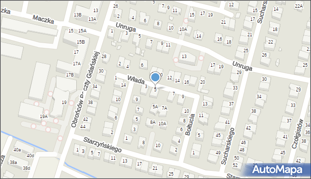 Wrocław, Włada Franciszka, gen., 5, mapa Wrocławia