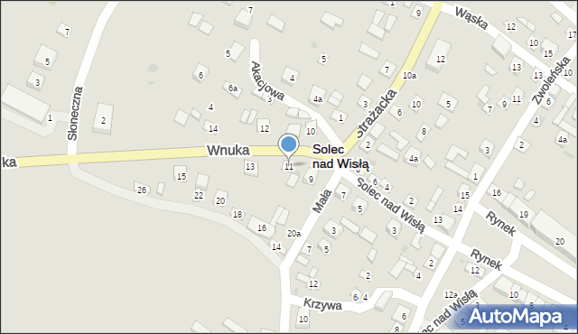 Solec nad Wisłą, Wnuka Jana, 11, mapa Solec nad Wisłą