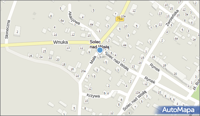 Solec nad Wisłą, Wnuka Jana, 7, mapa Solec nad Wisłą