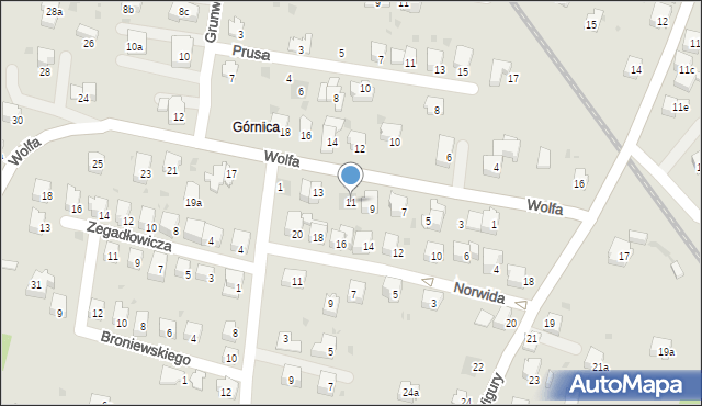Andrychów, Wolfa Tadeusza, 11, mapa Andrychów