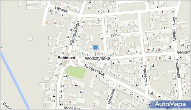 Babimost, Wolsztyńska, 1, mapa Babimost