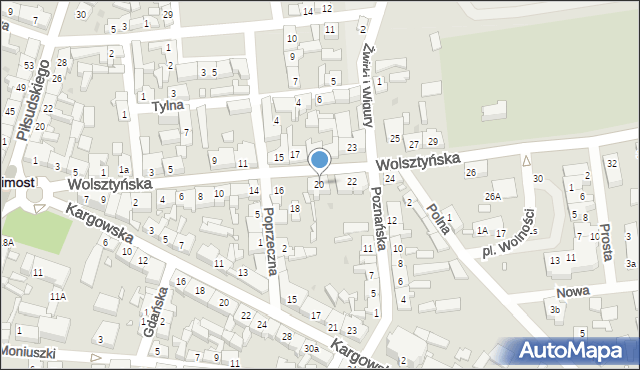 Babimost, Wolsztyńska, 20, mapa Babimost