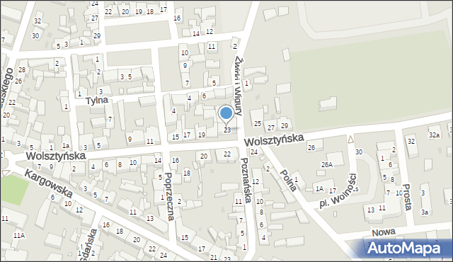 Babimost, Wolsztyńska, 23, mapa Babimost