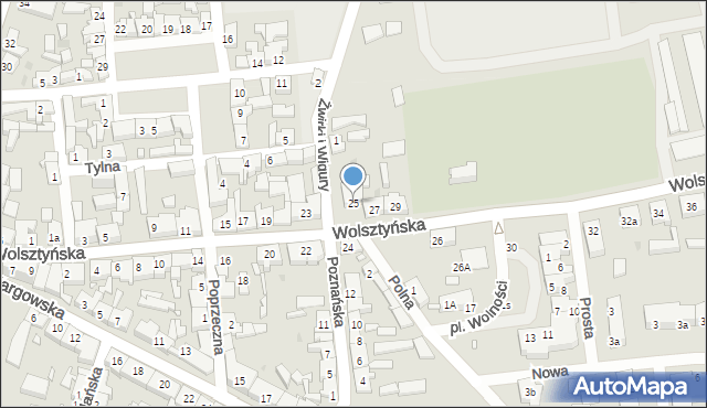 Babimost, Wolsztyńska, 25, mapa Babimost