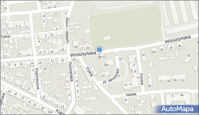 Babimost, Wolsztyńska, 26, mapa Babimost