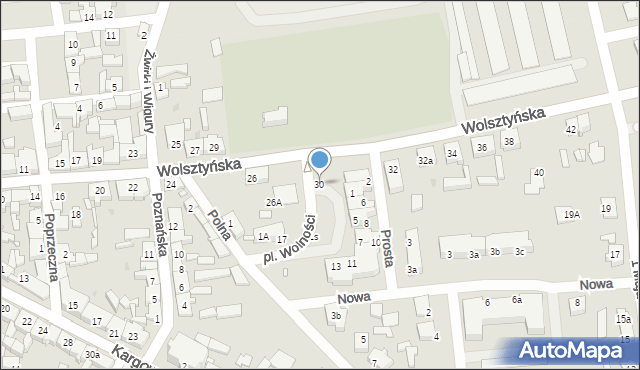 Babimost, Wolsztyńska, 30, mapa Babimost