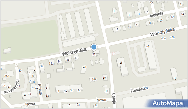 Babimost, Wolsztyńska, 42, mapa Babimost