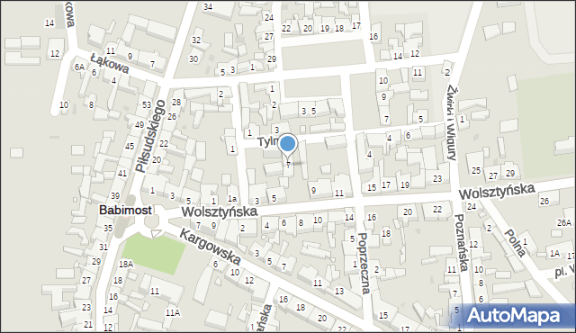 Babimost, Wolsztyńska, 7, mapa Babimost