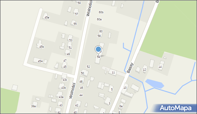 Bąków, Wolności, 54, mapa Bąków