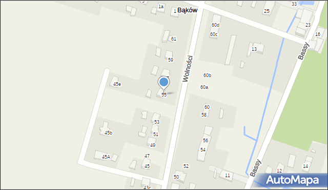 Bąków, Wolności, 55, mapa Bąków