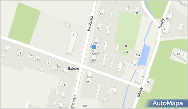 Bąków, Wolności, 60f, mapa Bąków