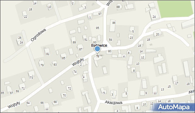 Batowice, Wojtyły Karola, 78, mapa Batowice