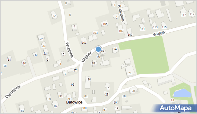 Batowice, Wojtyły Karola, 90, mapa Batowice