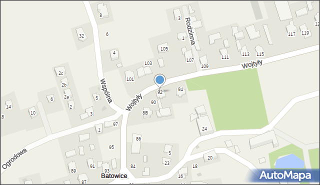 Batowice, Wojtyły Karola, 92, mapa Batowice
