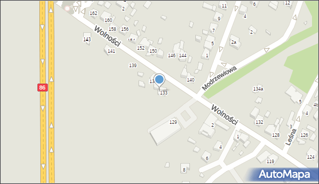 Będzin, Wolności, 135A, mapa Będzin