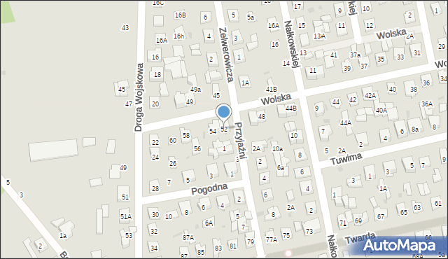 Biała Podlaska, Wolska, 52, mapa Białej Podlaskiej