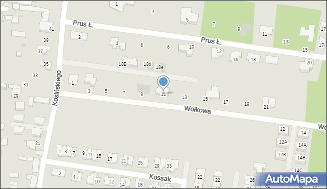 Białystok, Wołkowa Władysława, 11, mapa Białegostoku