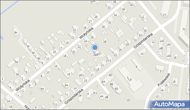 Białystok, Wołyńska, 24A, mapa Białegostoku