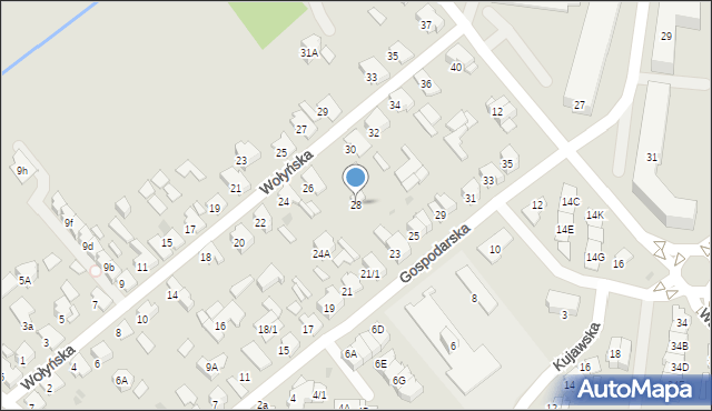 Białystok, Wołyńska, 28, mapa Białegostoku
