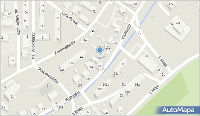 Bielawa, Wolności, 102, mapa Bielawa