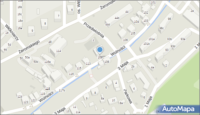 Bielawa, Wolności, 109, mapa Bielawa