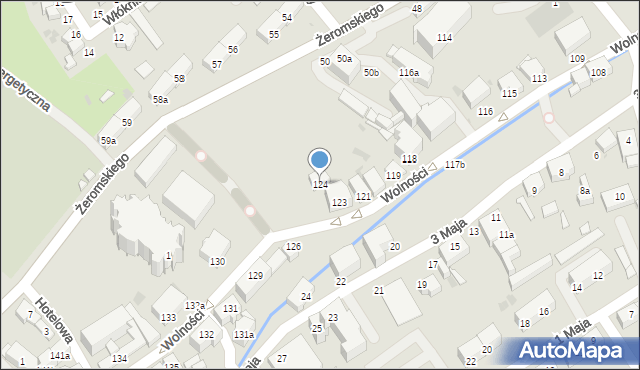 Bielawa, Wolności, 124, mapa Bielawa