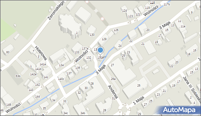 Bielawa, Wolności, 131a, mapa Bielawa