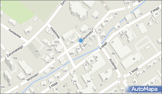 Bielawa, Wolności, 136, mapa Bielawa