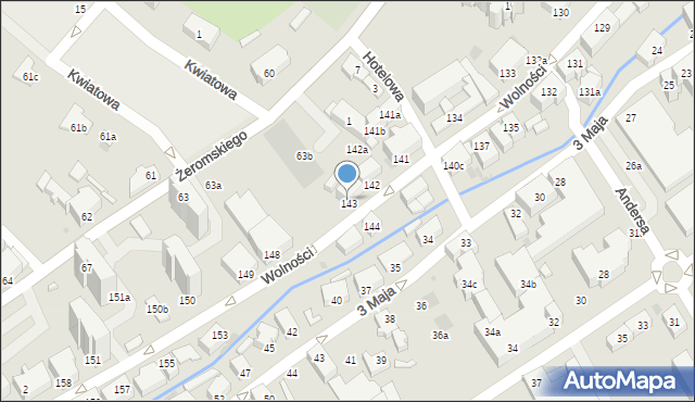 Bielawa, Wolności, 143, mapa Bielawa