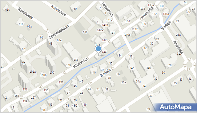 Bielawa, Wolności, 147, mapa Bielawa