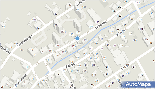 Bielawa, Wolności, 155b, mapa Bielawa