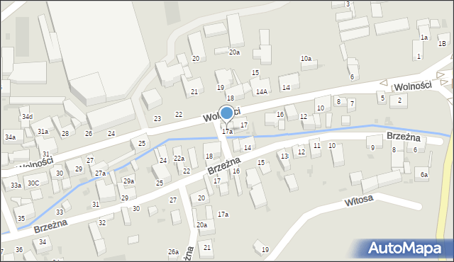 Bielawa, Wolności, 17a, mapa Bielawa