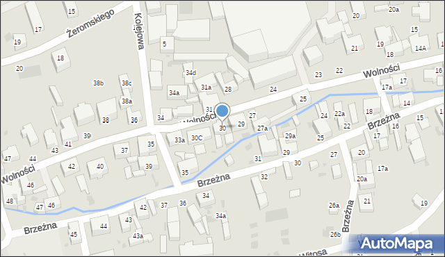 Bielawa, Wolności, 30, mapa Bielawa