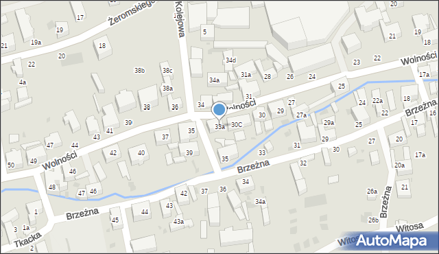 Bielawa, Wolności, 33a, mapa Bielawa