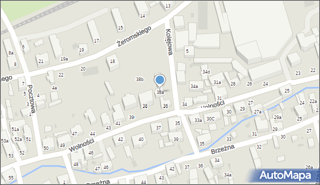 Bielawa, Wolności, 38a, mapa Bielawa