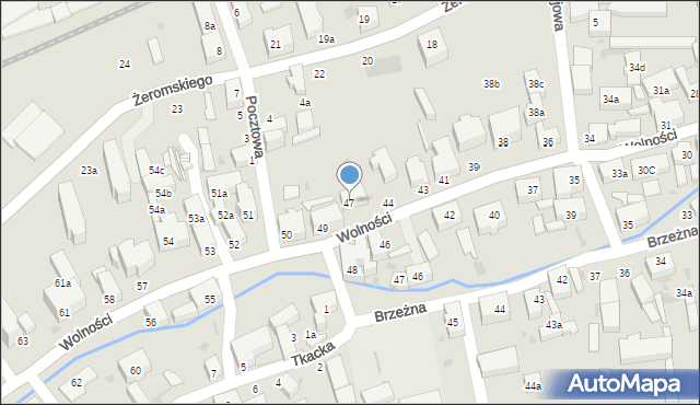 Bielawa, Wolności, 47, mapa Bielawa